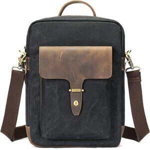 Vintage Waxed Canvas Messenger Bag for Men & Women, Lightweight Crossbody Sling